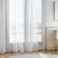 Voilage galon fronceur pompons (280 x 240 cm) Emie Blanc