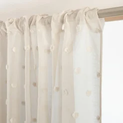 Voilage galon fronceur pompons (280 x 240 cm) Emie Beige