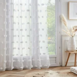 Voilage galon fronceur pompons (280 x 240 cm) Suzie Blanc