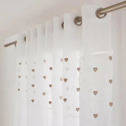 Voilage œillets (140 x 240 cm) Coeurs Beige