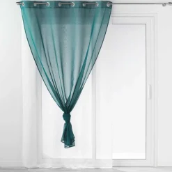 Voilage œillets (140 x 240 cm) Duetto Bleu pétrole et Blanc
