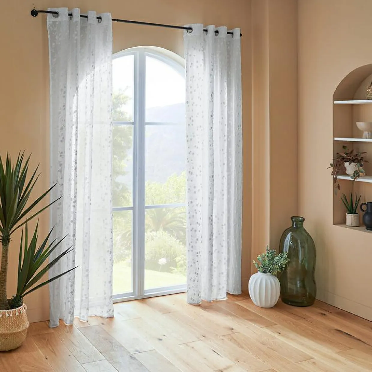 Voilage œillets (140 x 240 cm) Flore Blanc