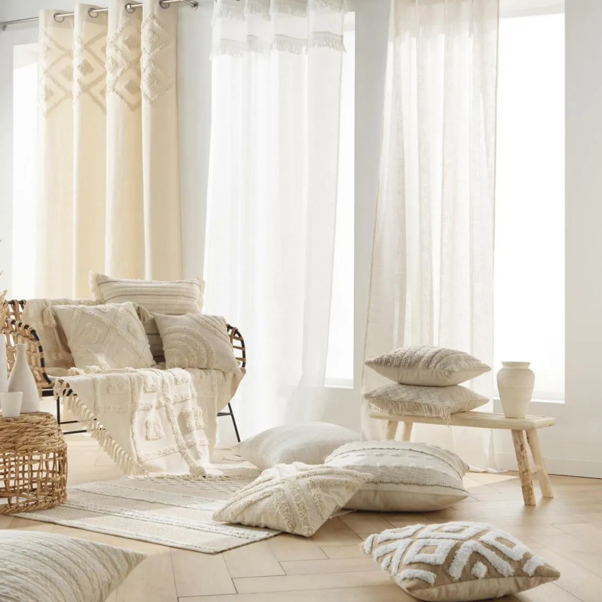 Voilage œillets (140 x 240 cm) Frangina Blanc