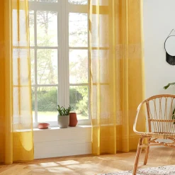 Voilage œillets (140 x 240 cm) Sab Jaune ocre