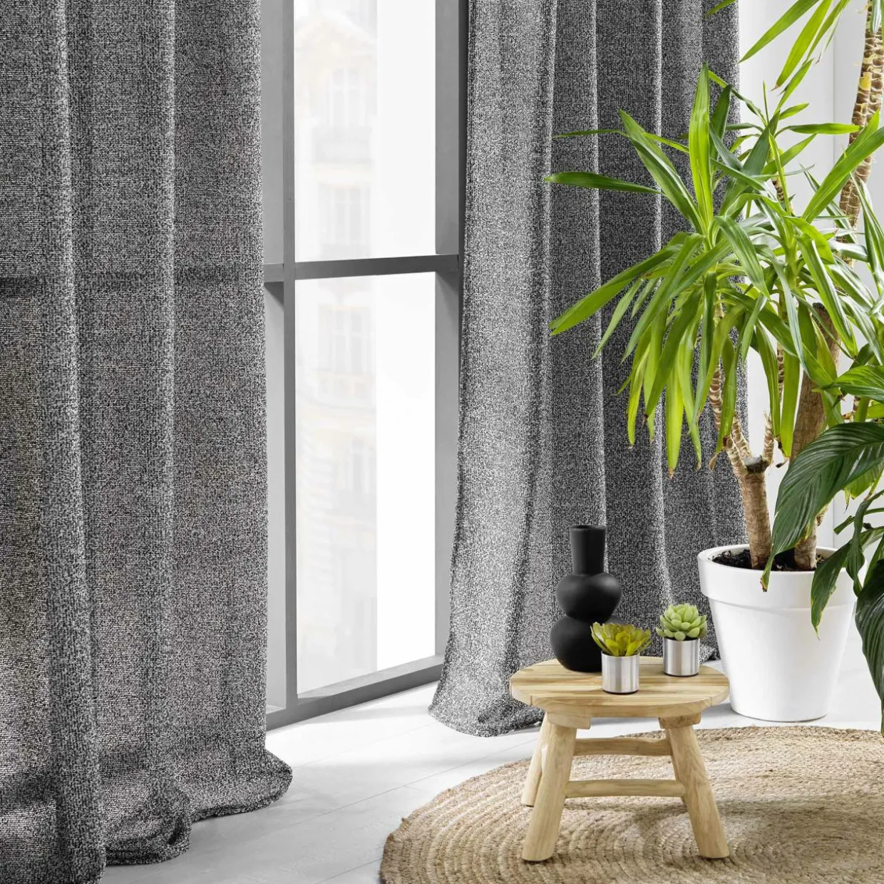 Voilage œillets effet lainage (140 x 240 cm) Loulaine Noir