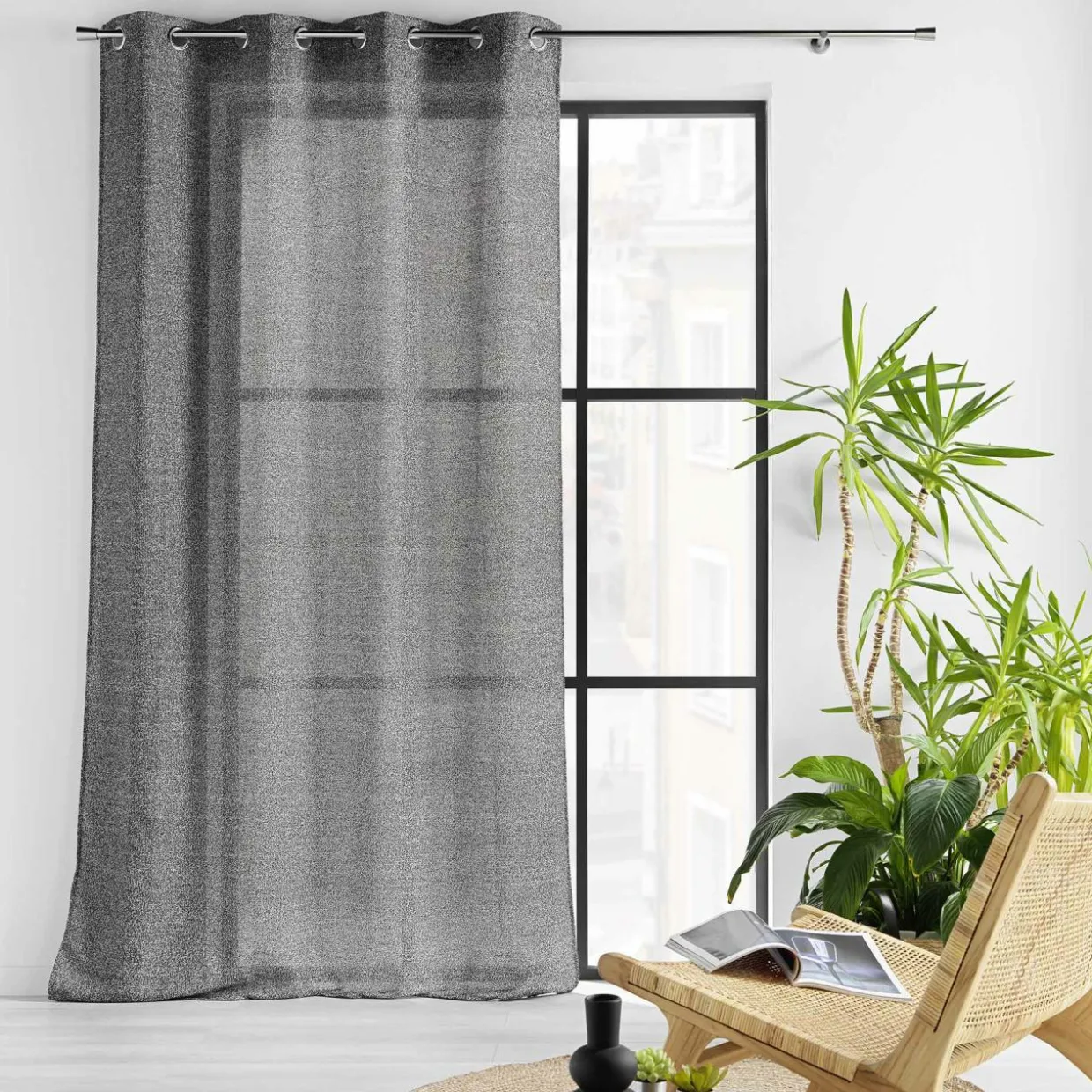 Voilage œillets effet lainage (140 x 240 cm) Loulaine Noir