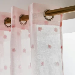 Voilage oeillets pompons (140 x 280 cm) Emie Rose