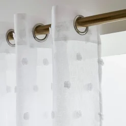Voilage oeillets pompons (280 x 240 cm) Emie Blanc