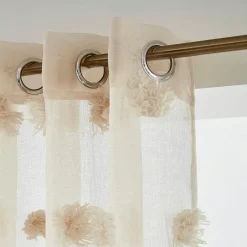 Voilage oeillets pompons (140 x 280 cm) Suzie Beige