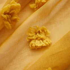 Voilage oeillets pompons (140 x 240 cm) Suzie Jaune moutarde