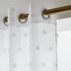Voilage oeillets pompons (180 x 240 cm) Emie Blanc