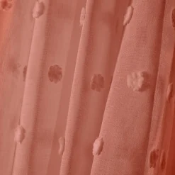 Voilage oeillets pompons (140 x 240 cm) Emie Terracotta