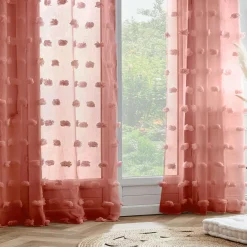 Voilage oeillets pompons (140 x 280 cm) Suzie Terracotta