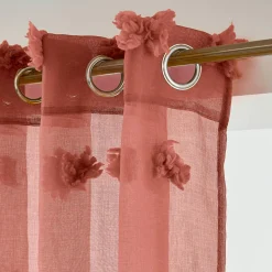 Voilage oeillets pompons (140 x 280 cm) Suzie Terracotta